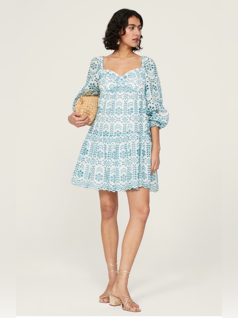 Shoshanna~Julietta~Light Blue Embroidered Mini Dress~Size 4~$450~